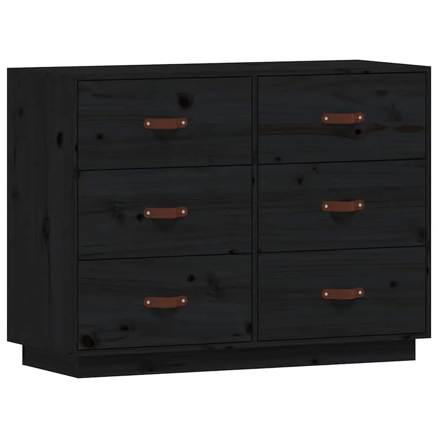 Buffet Noir 100x40x75 cm Bois massif de pin - 2