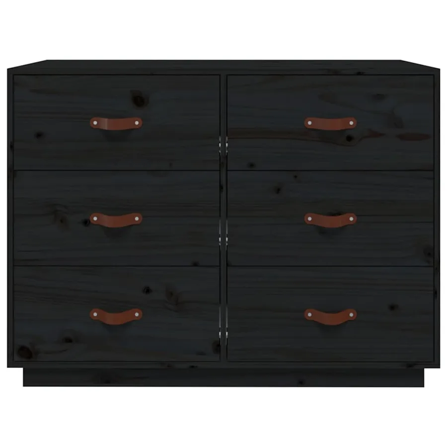Buffet Noir 100x40x75 cm Bois massif de pin - 5