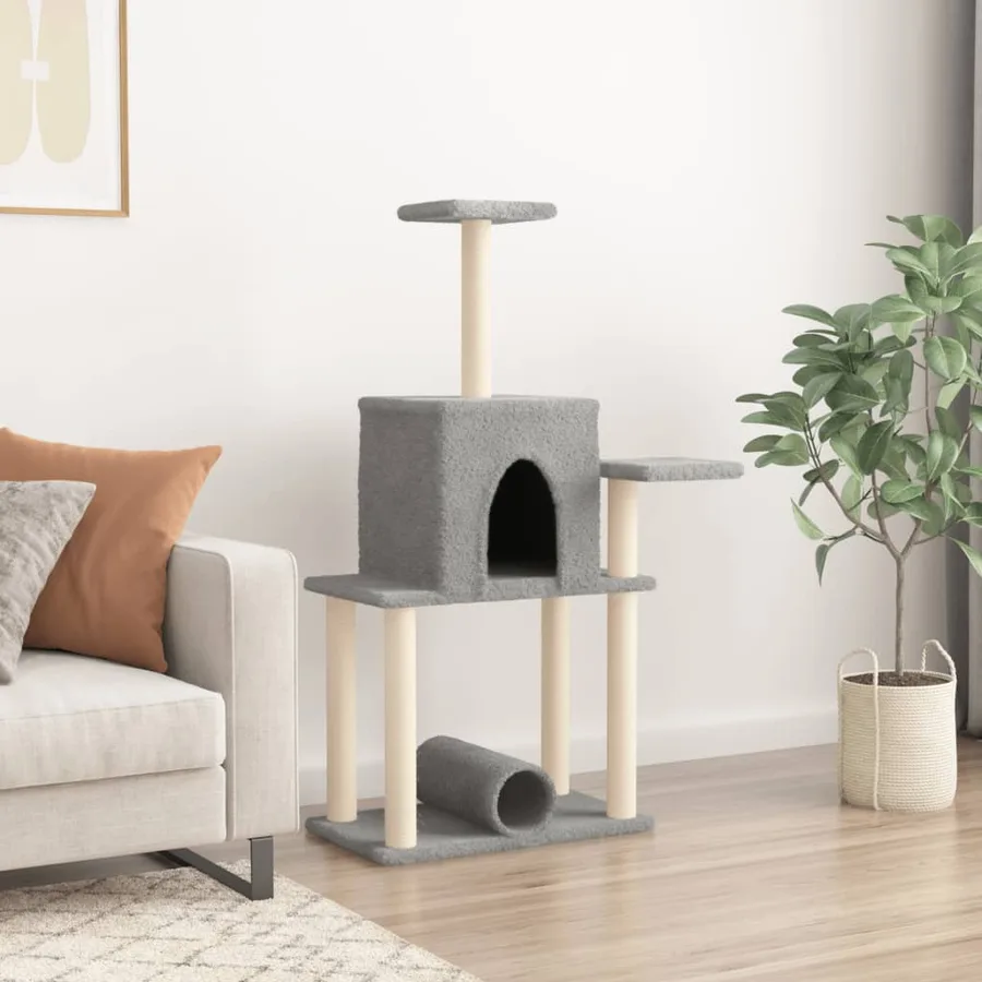 Arbre à chat avec griffoirs en sisal gris clair 122 cm - 3