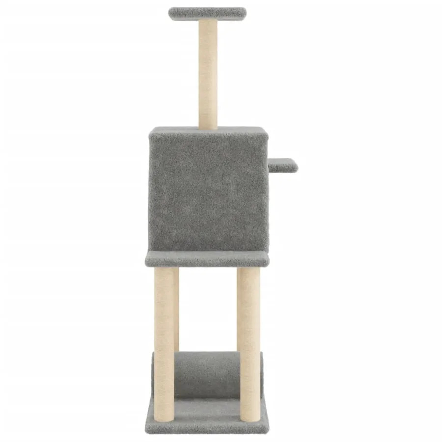Arbre à chat avec griffoirs en sisal gris clair 122 cm - 5