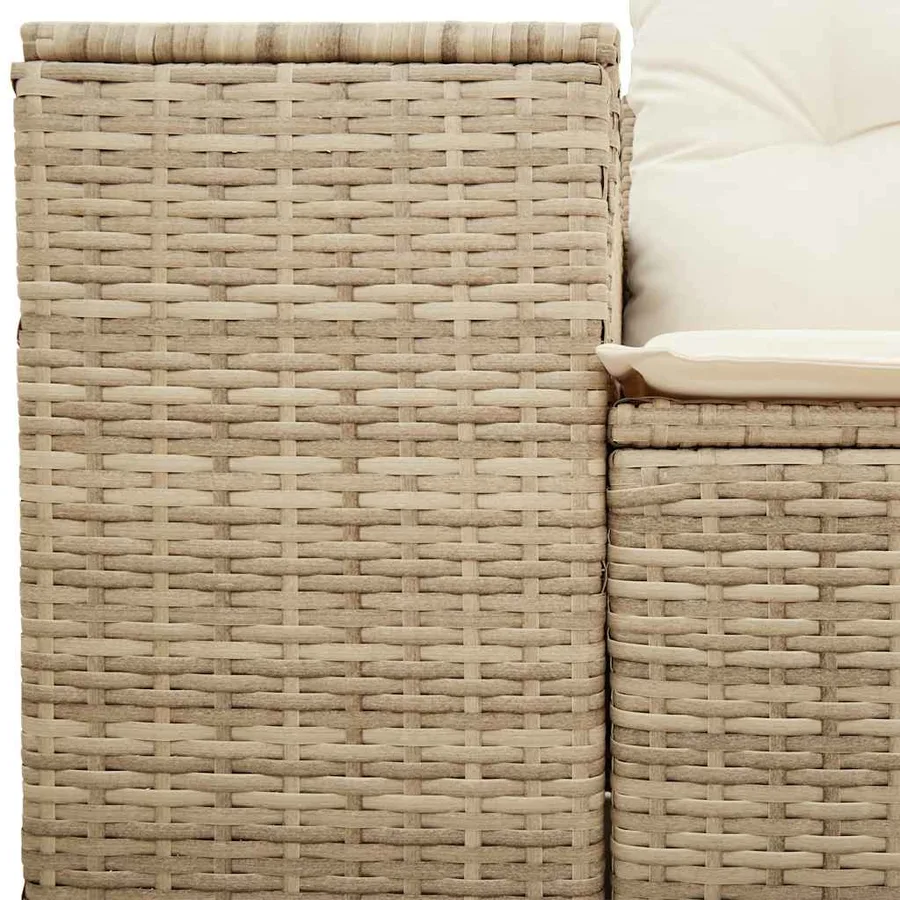 Canapé de jardin avec coussins 2 places beige résine tressée - 7