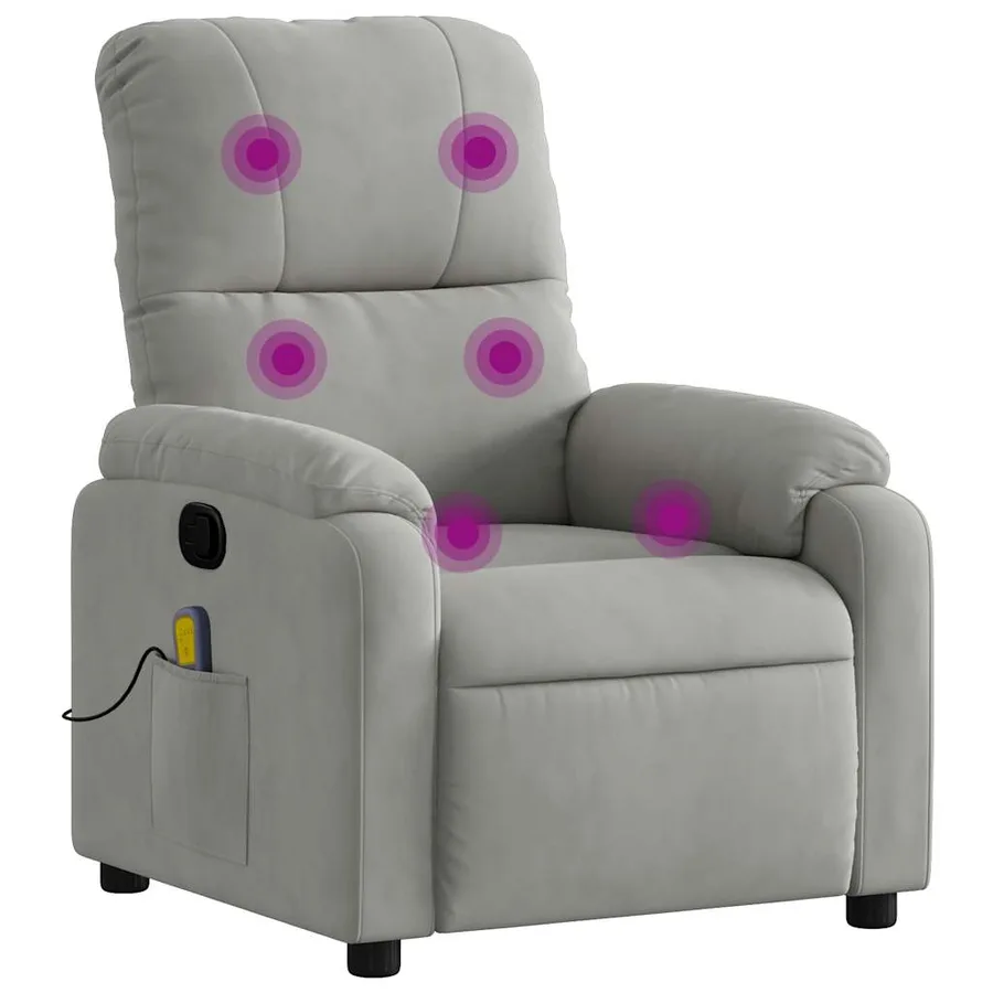 Fauteuil inclinable de massage gris clair tissu microfibre - 2