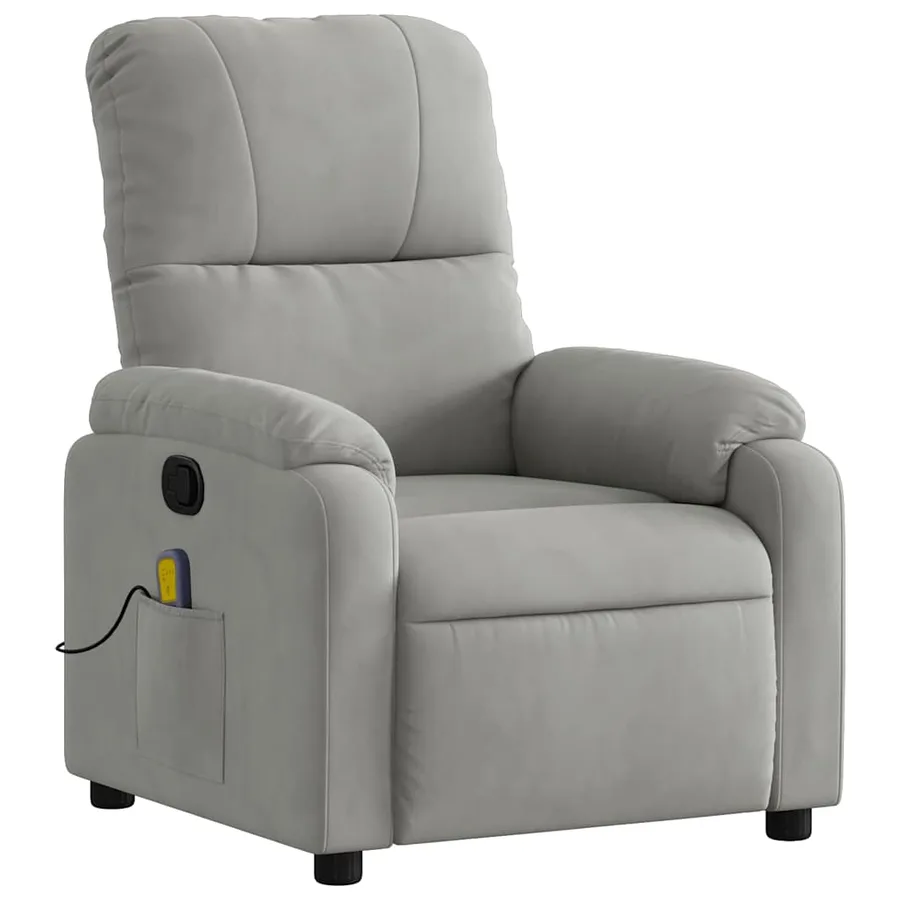 Fauteuil inclinable de massage gris clair tissu microfibre - 3