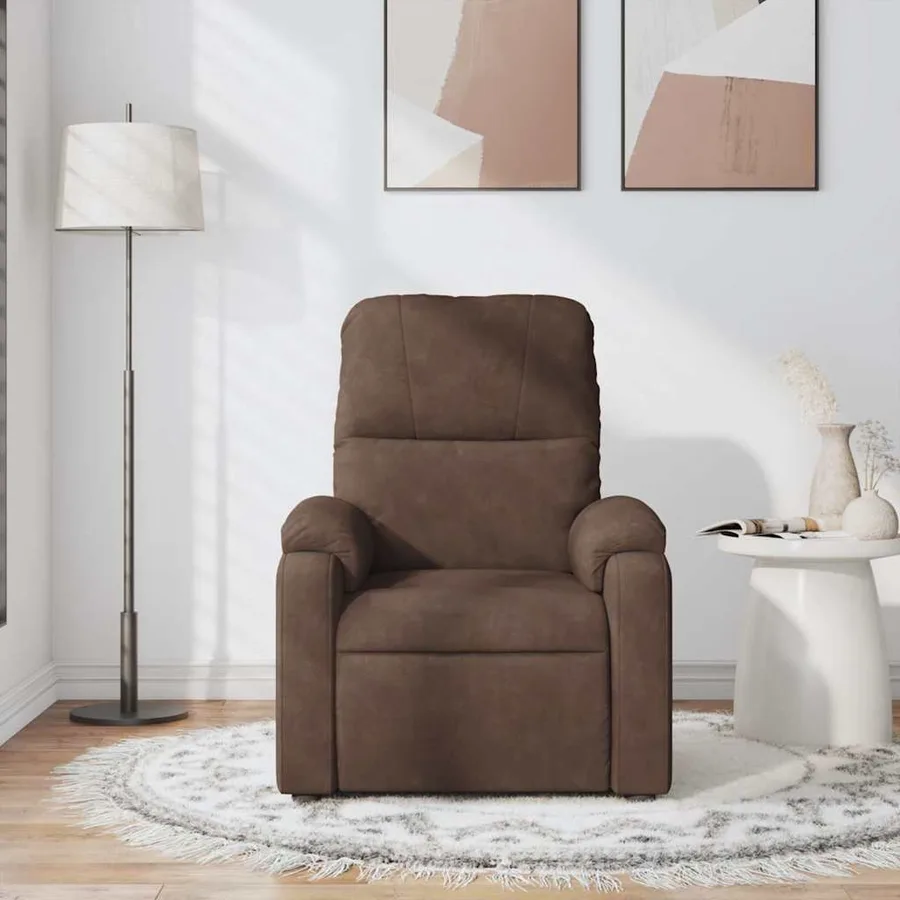 Fauteuil inclinable de massage marron tissu microfibre - 3