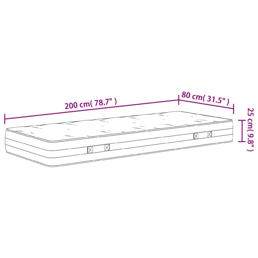 Matelas à ressorts ensachés dureté moyenne 80x200 cm - 9