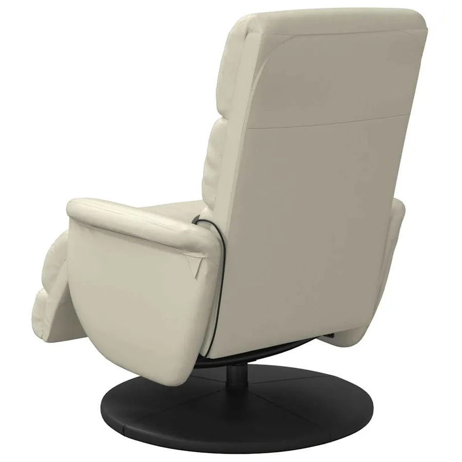 Fauteuil inclinable de massage et repose-pieds crème similicuir - 6