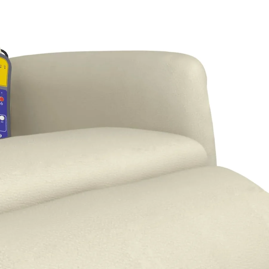 Fauteuil inclinable de massage et repose-pieds crème similicuir - 8