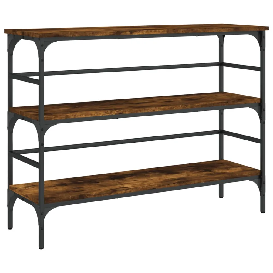 Table console chêne fumé 100x32x75 cm bois d'ingénierie - 2