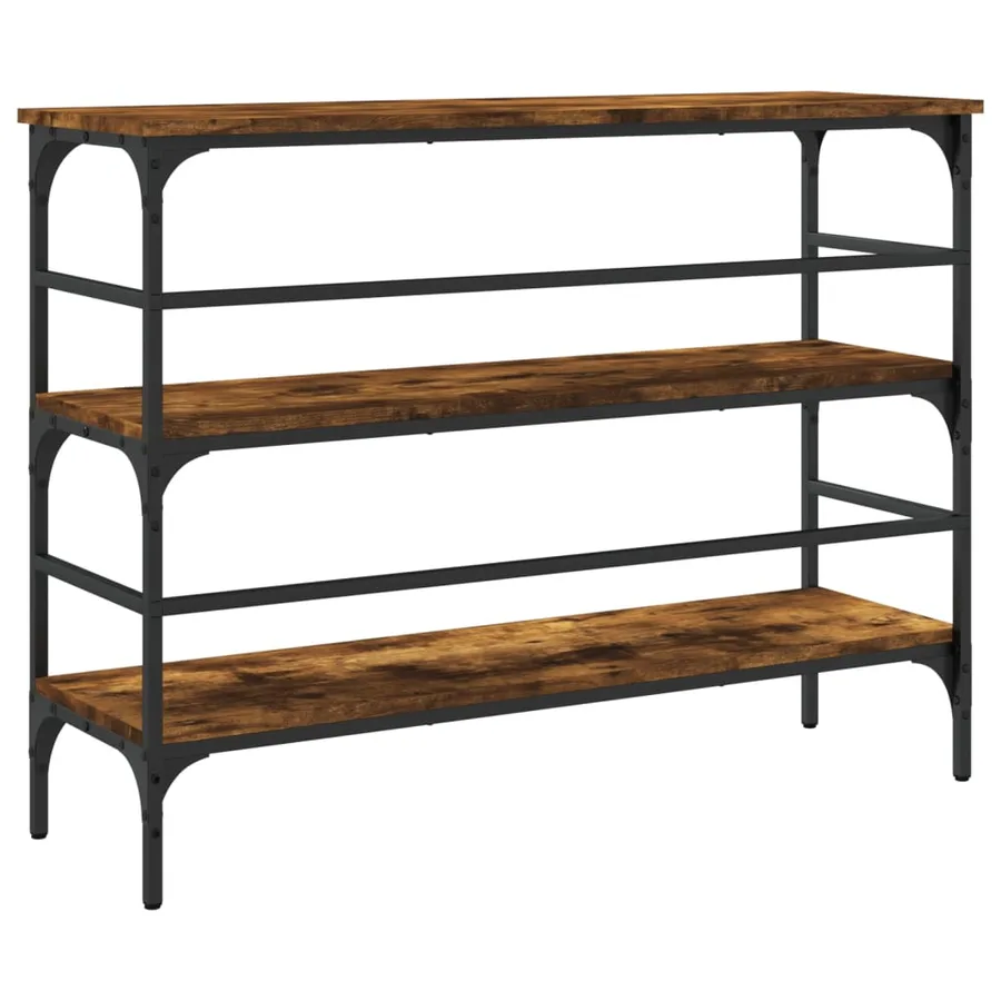 Table console chêne fumé 100x32x75 cm bois d'ingénierie - 7