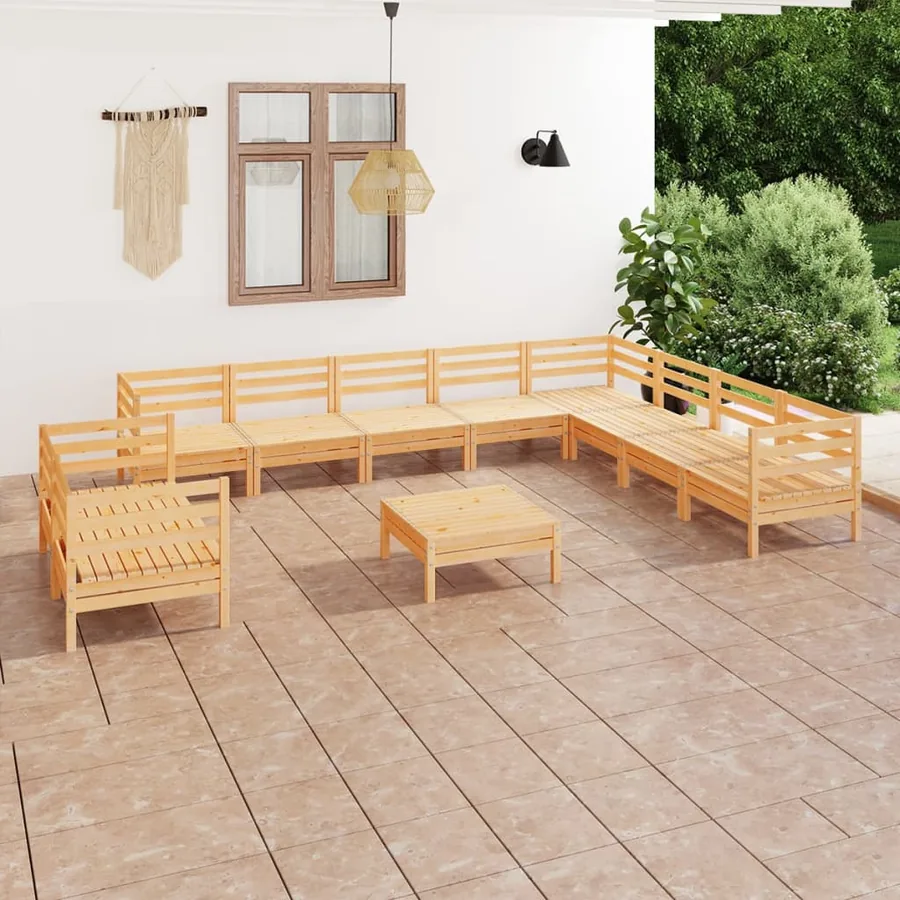 Salon de jardin 11 pcs Bois de pin massif