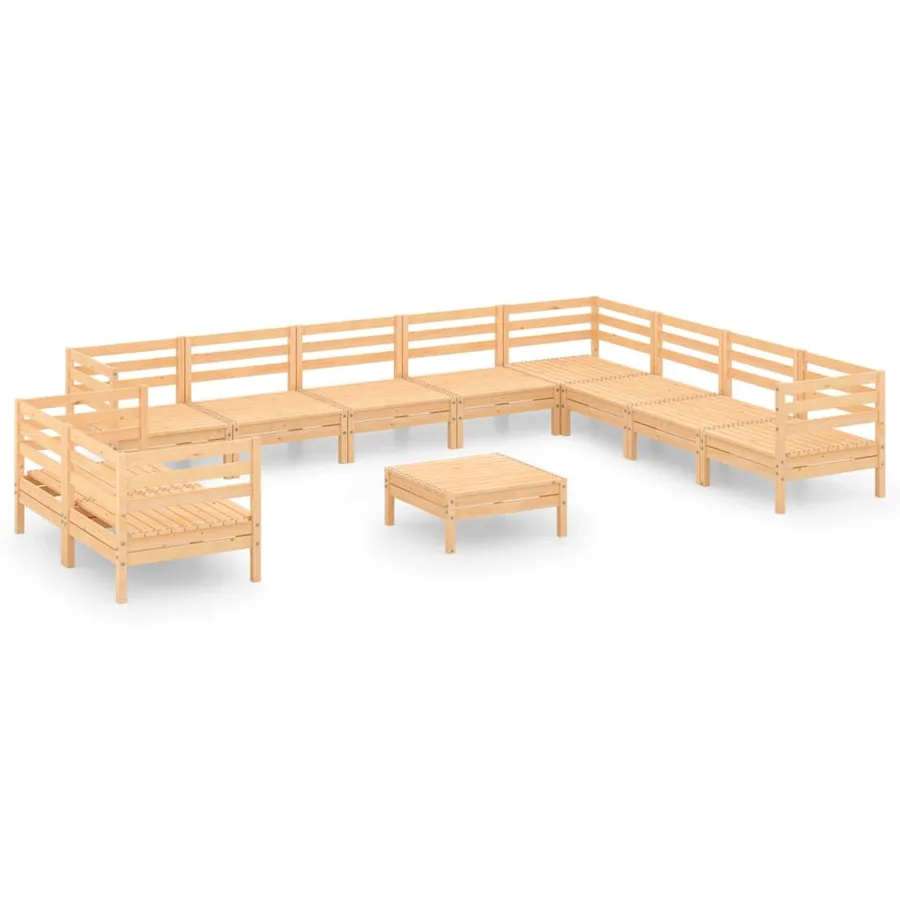 Salon de jardin 11 pcs Bois de pin massif - 2