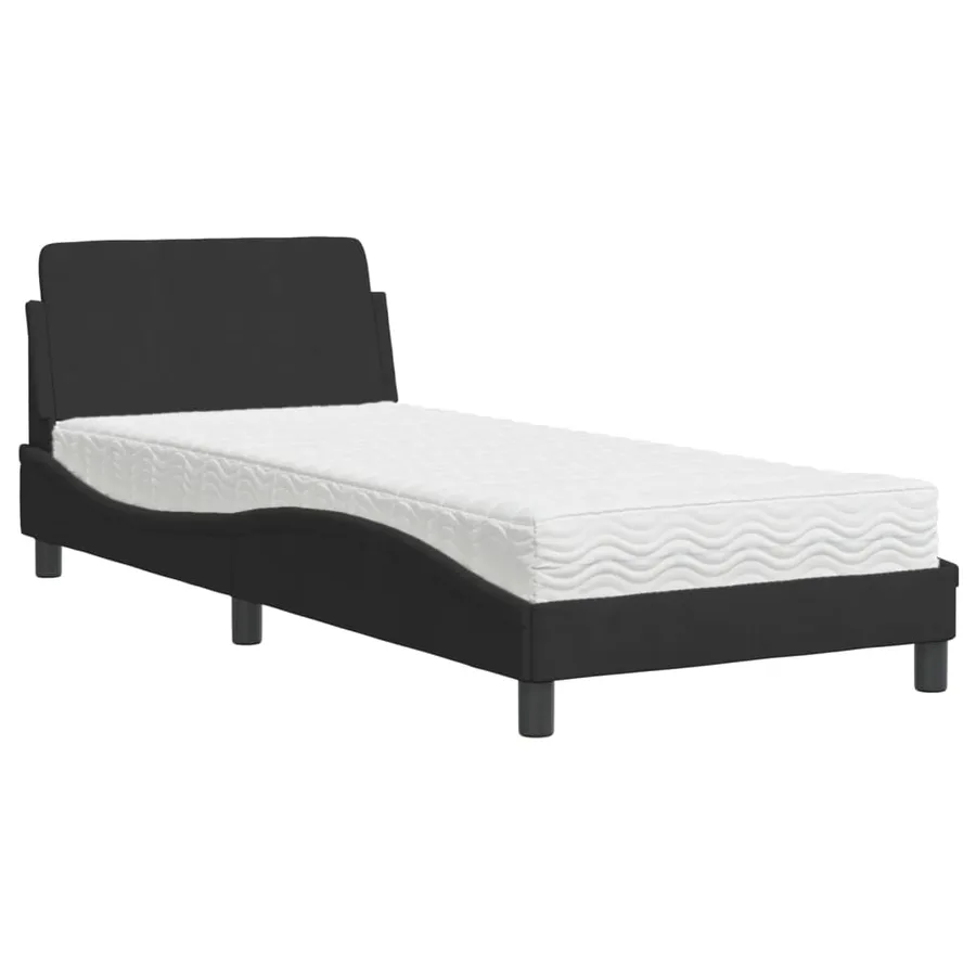 Lit avec matelas Dover noir 90x200 cm velours - 2
