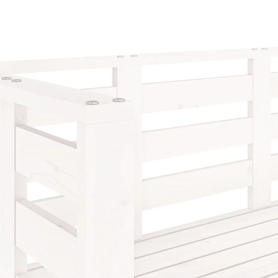 Banc de jardin blanc 111,5x53x71 cm bois massif de pin - 7