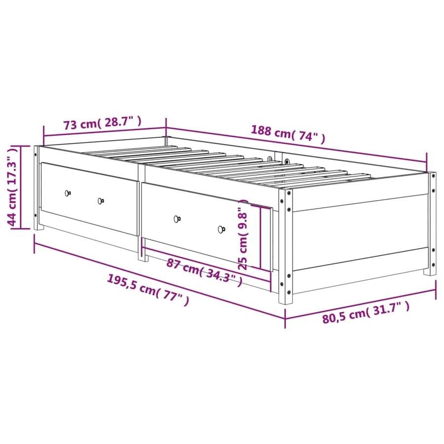 Lit de jour sans matelas cire marron 75x190 cm pin massif - 10