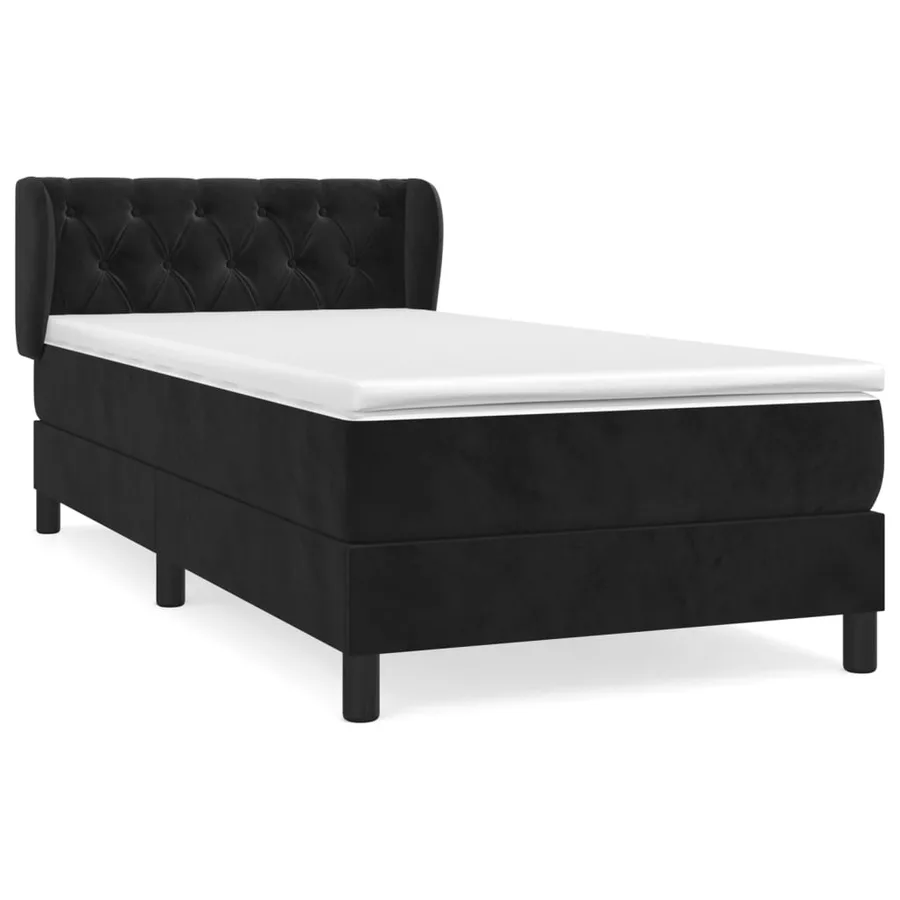 Sommier à lattes de lit et matelas Noir 80x200 cm Velours - 2