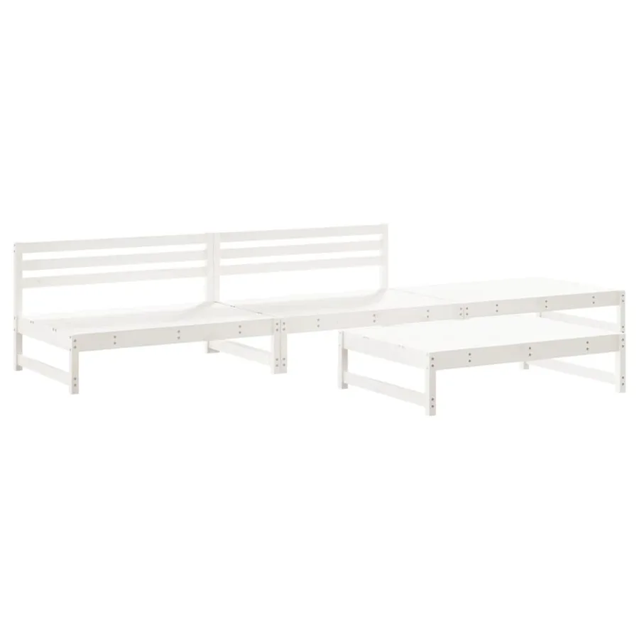 Salon de jardin 4 pcs blanc bois de pin massif - 2