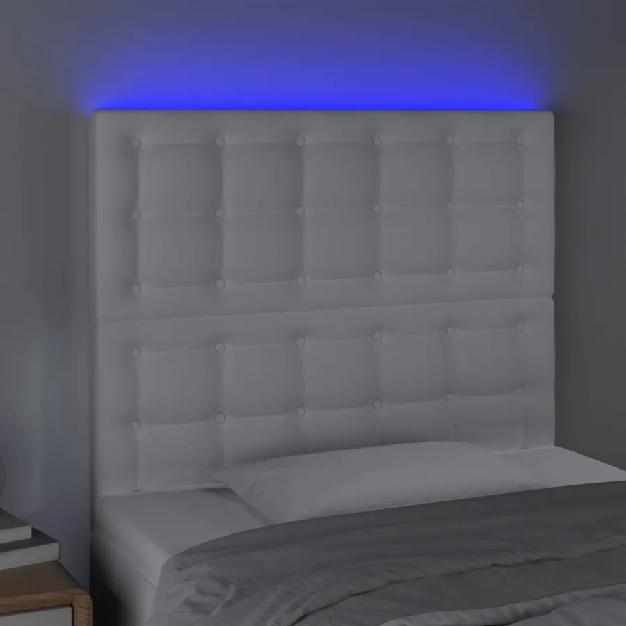 Tête de lit à LED Blanc 100x5x118/128 cm Similicuir - 3