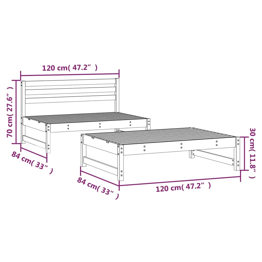 Salon de jardin 2 pcs bois massif douglas - 7
