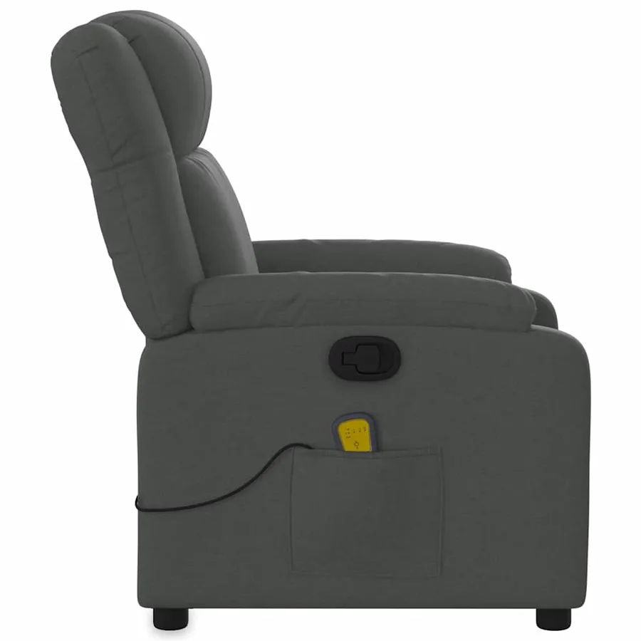 Fauteuil inclinable de massage gris foncé tissu - 8