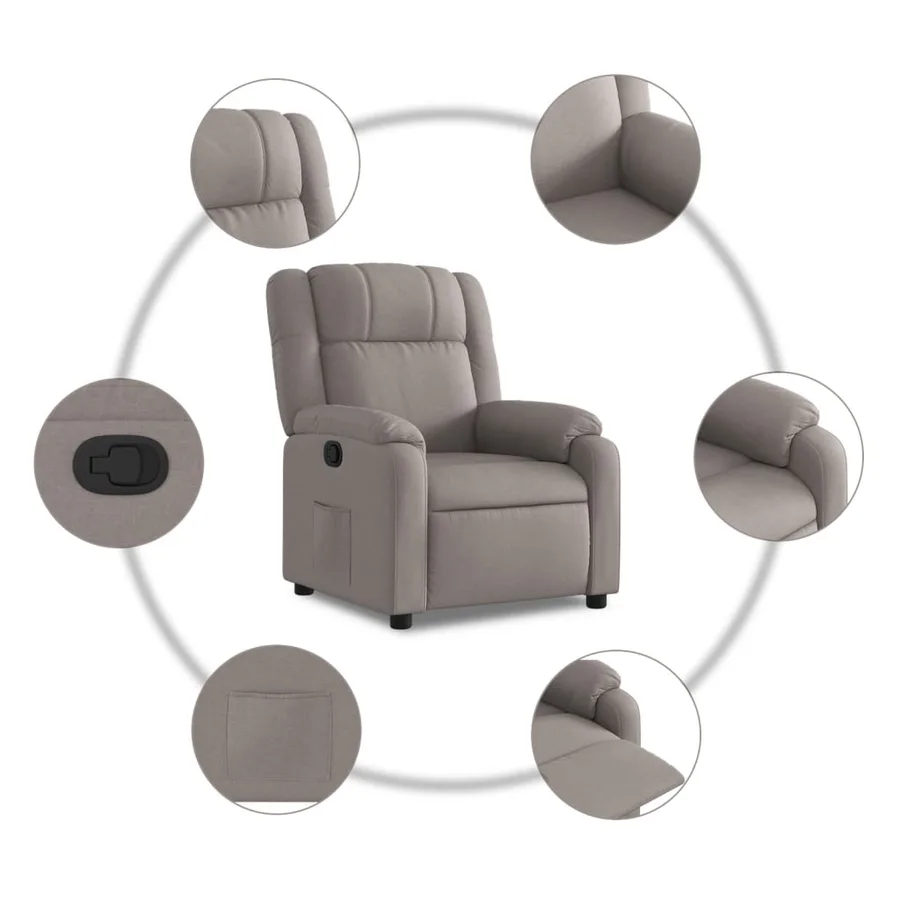 Fauteuil inclinable Taupe Tissu - 5