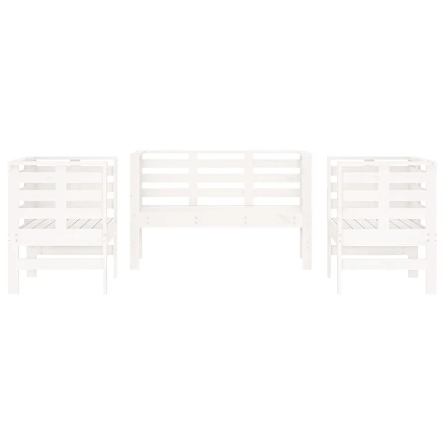 Salon de jardin 3 pcs blanc bois massif de pin - 4