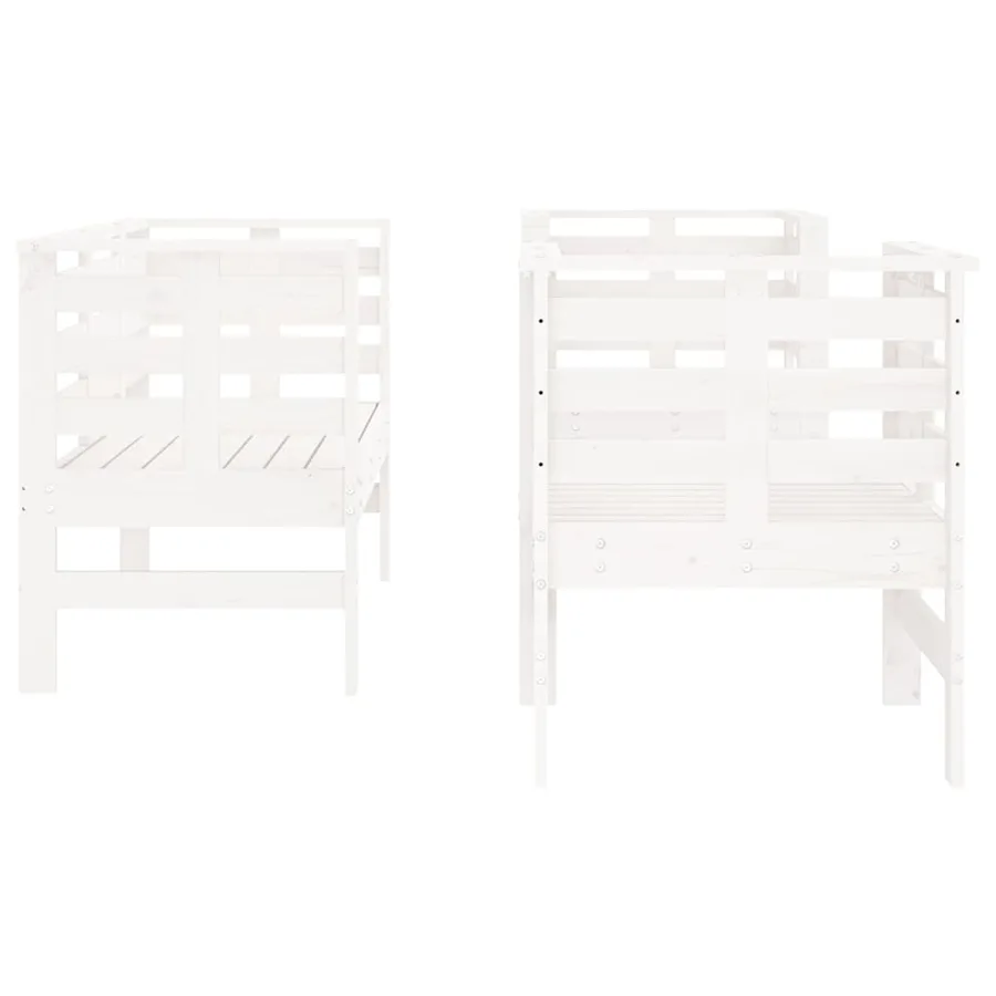Salon de jardin 3 pcs blanc bois massif de pin - 5