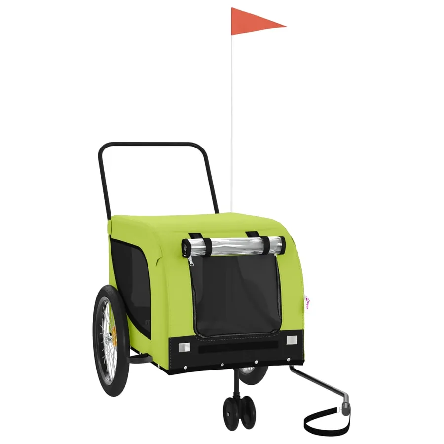 Remorque de vélo pour animaux de compagnie vert et noir - 2