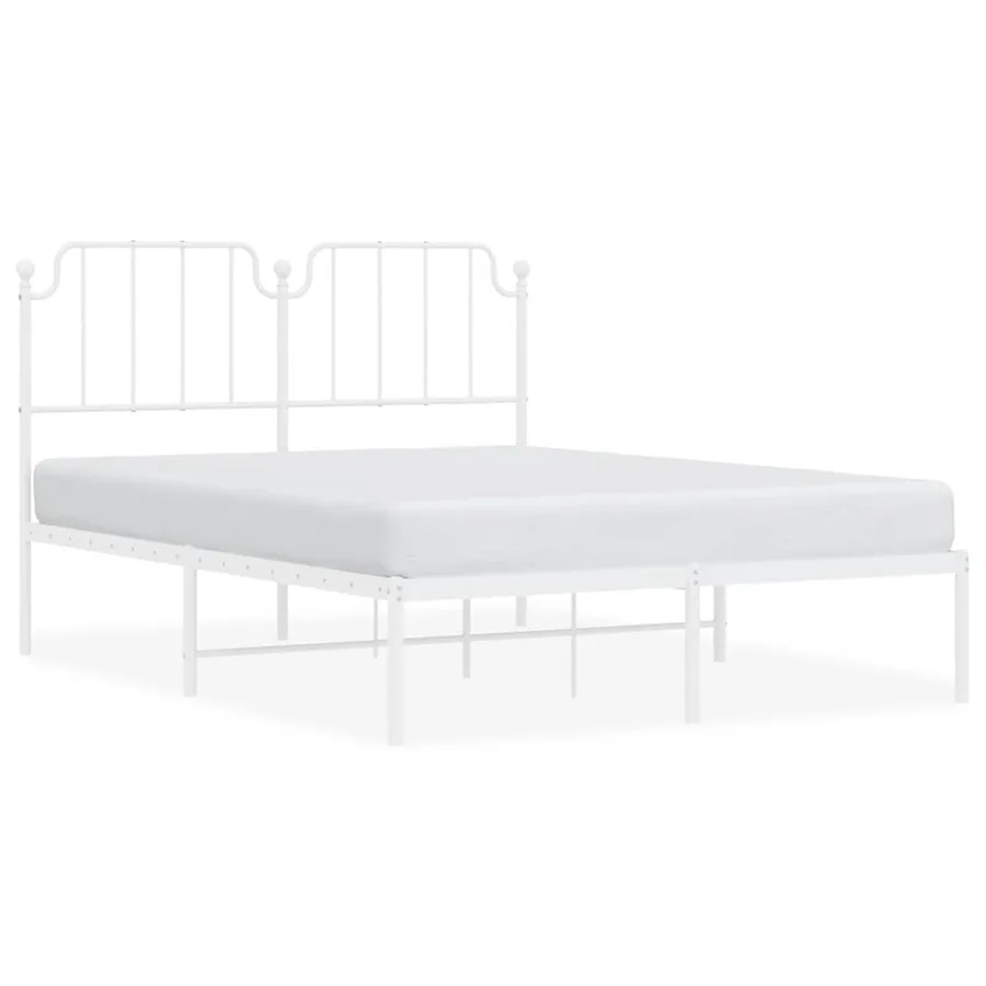 Cadre de lit métal sans matelas et tête de lit blanc 150x200 cm - 2