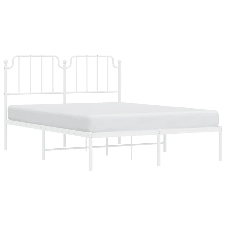 Cadre de lit métal sans matelas et tête de lit blanc 150x200 cm - 4