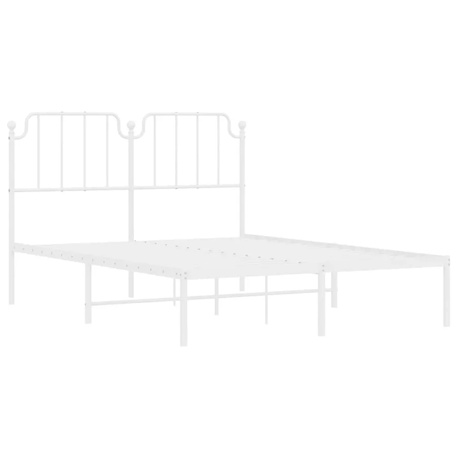 Cadre de lit métal sans matelas et tête de lit blanc 150x200 cm - 5