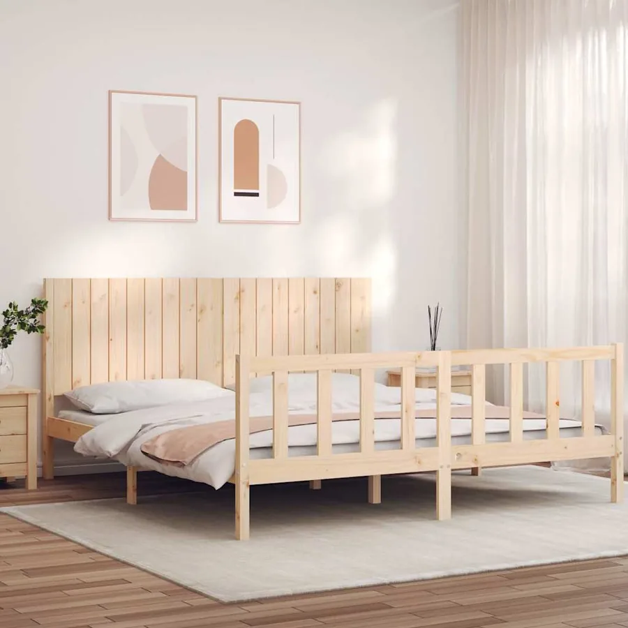 Cadre de lit sans matelas bois massif de pin