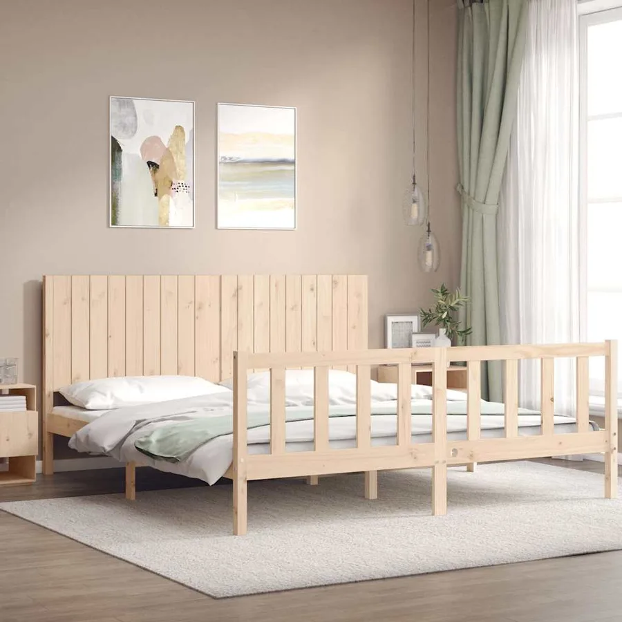 Cadre de lit sans matelas bois massif de pin - 4