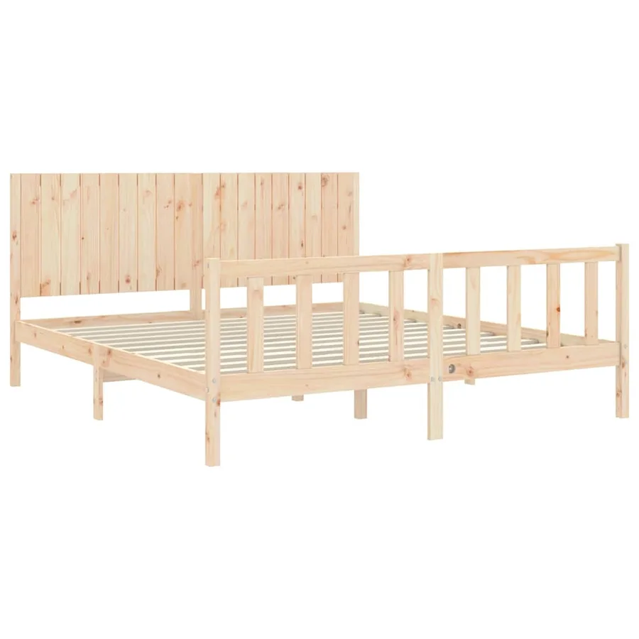 Cadre de lit sans matelas bois massif de pin - 5