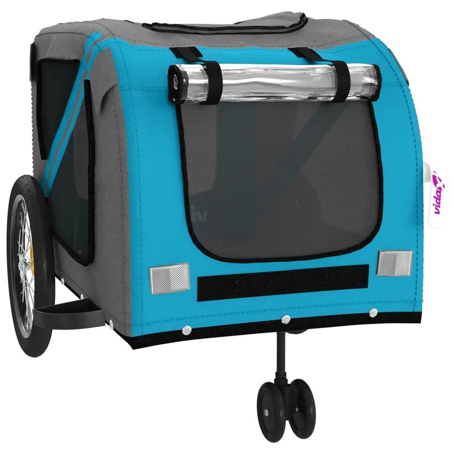 Remorque de vélo pour animaux de compagnie bleu et gris - 5