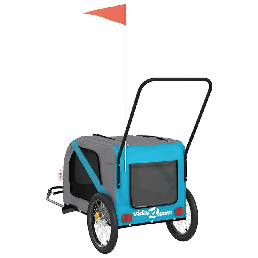 Remorque de vélo pour animaux de compagnie bleu et gris - 8