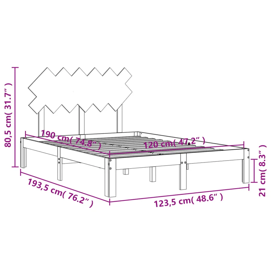 Cadre de lit sans matelas bois de pin massif - 12