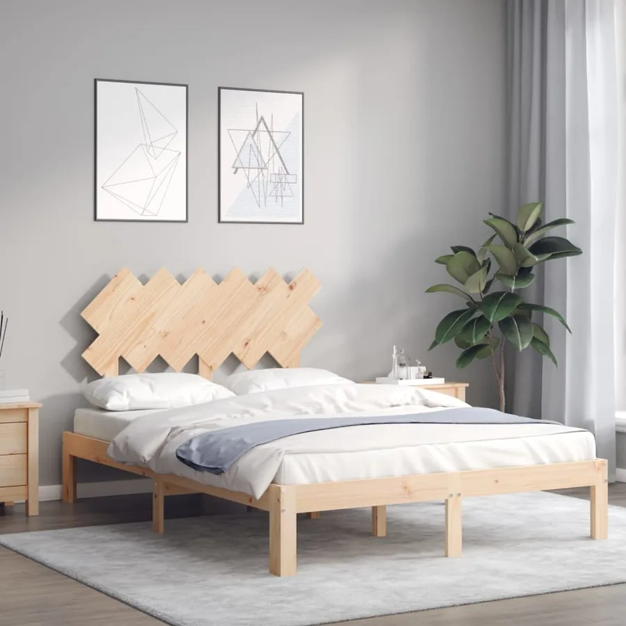 Cadre de lit sans matelas bois de pin massif - 3