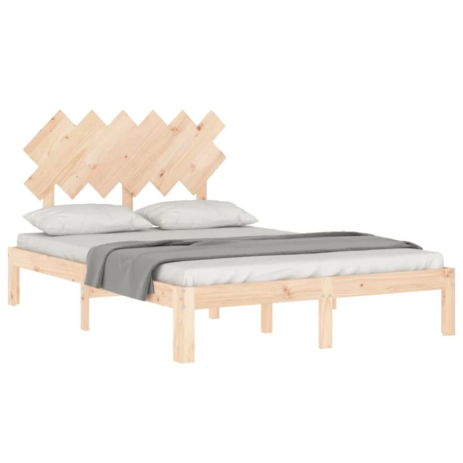 Cadre de lit sans matelas bois de pin massif - 4