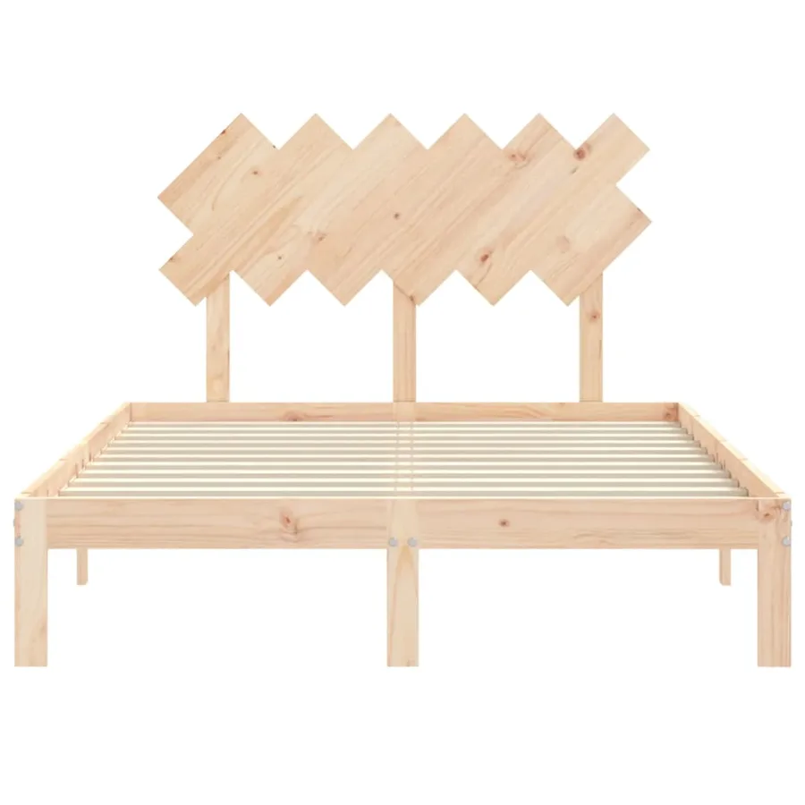 Cadre de lit sans matelas bois de pin massif - 6