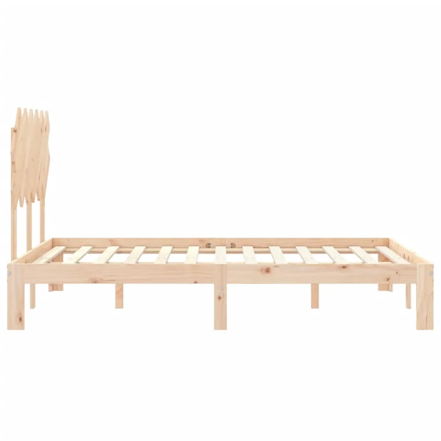 Cadre de lit sans matelas bois de pin massif - 7