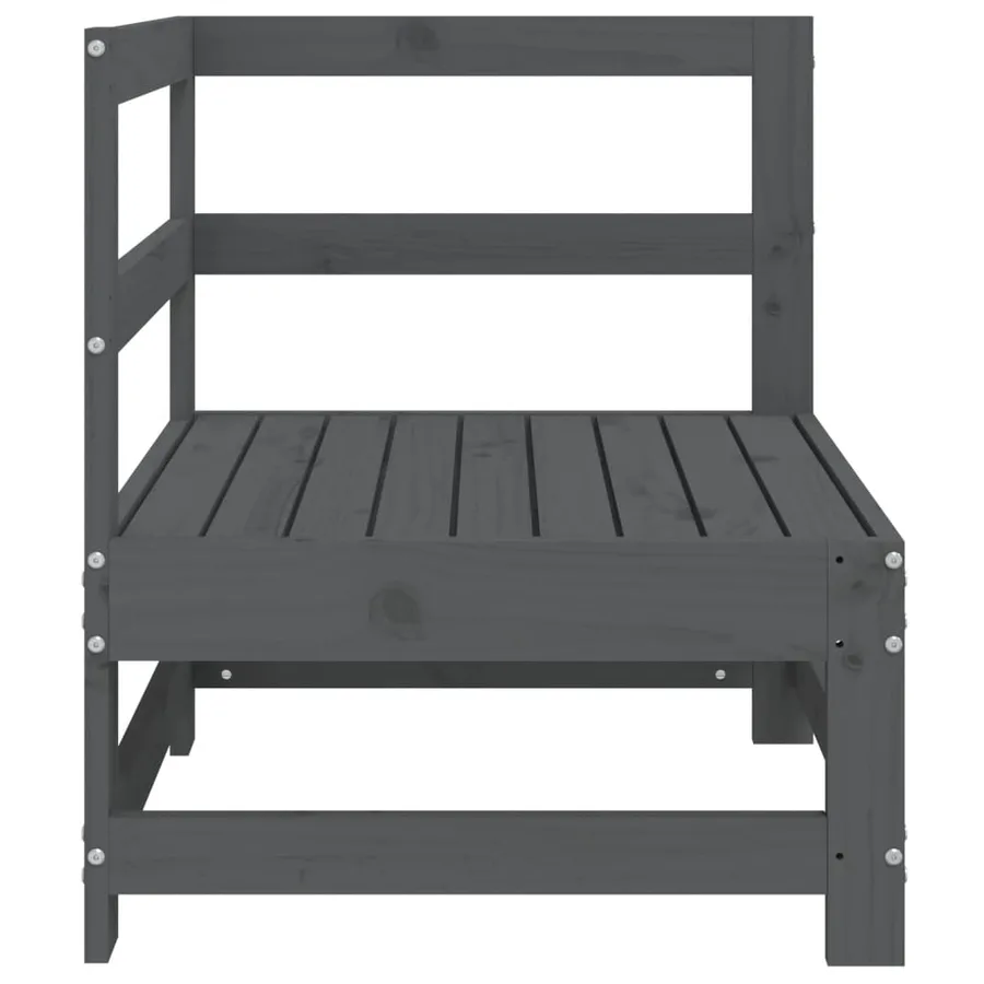 Canapé d'angle de jardin gris bois de pin massif - 3