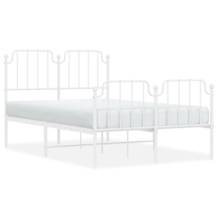 Cadre de lit métal sans matelas et pied de lit blanc 120x200 cm - 2