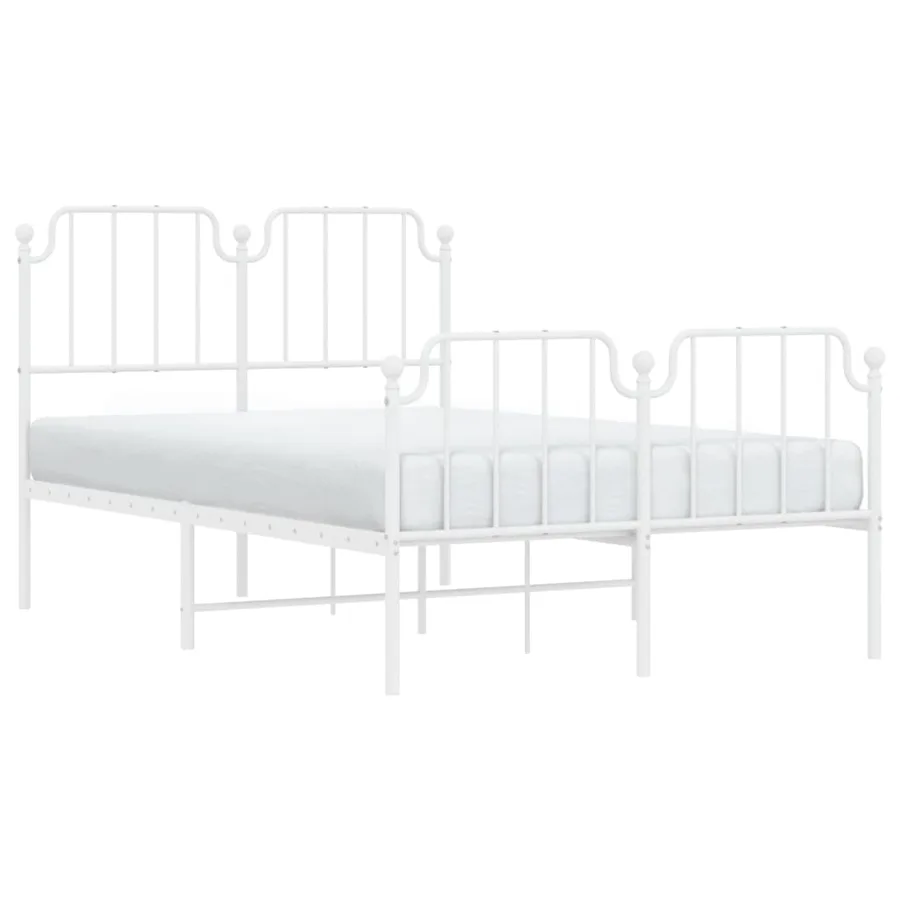 Cadre de lit métal sans matelas et pied de lit blanc 120x200 cm - 3