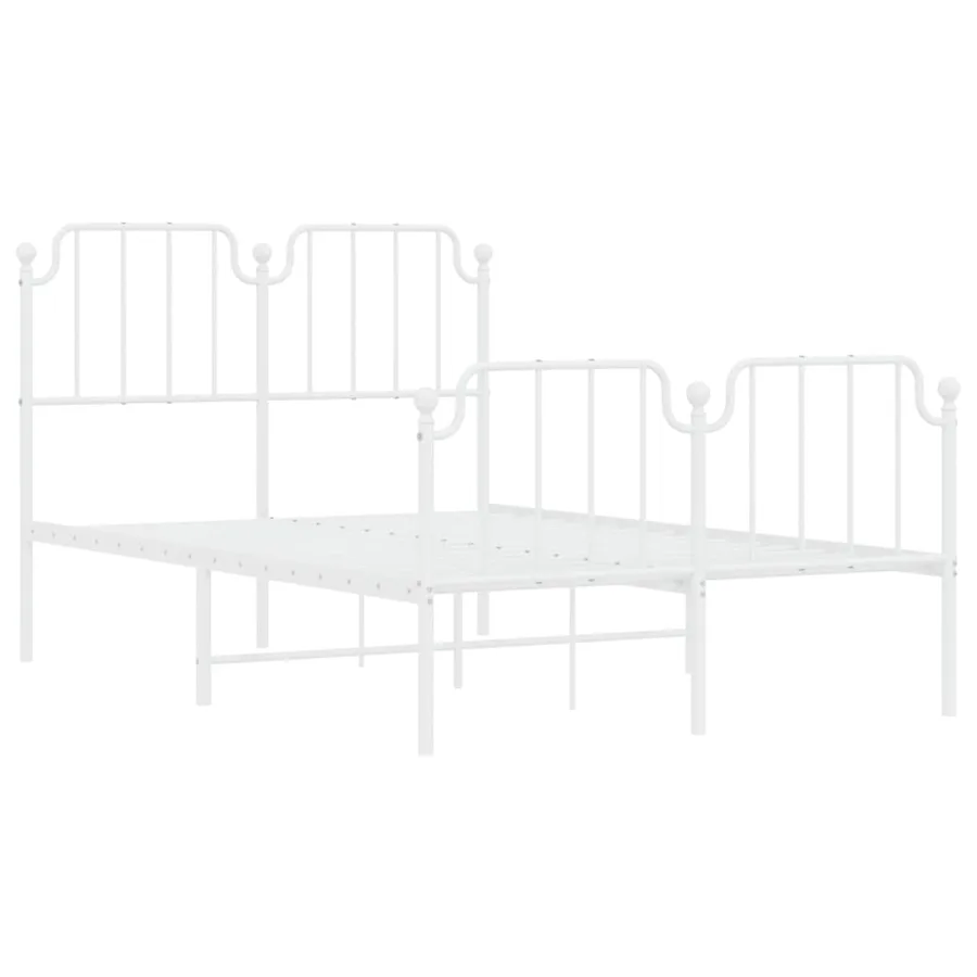 Cadre de lit métal sans matelas et pied de lit blanc 120x200 cm - 4