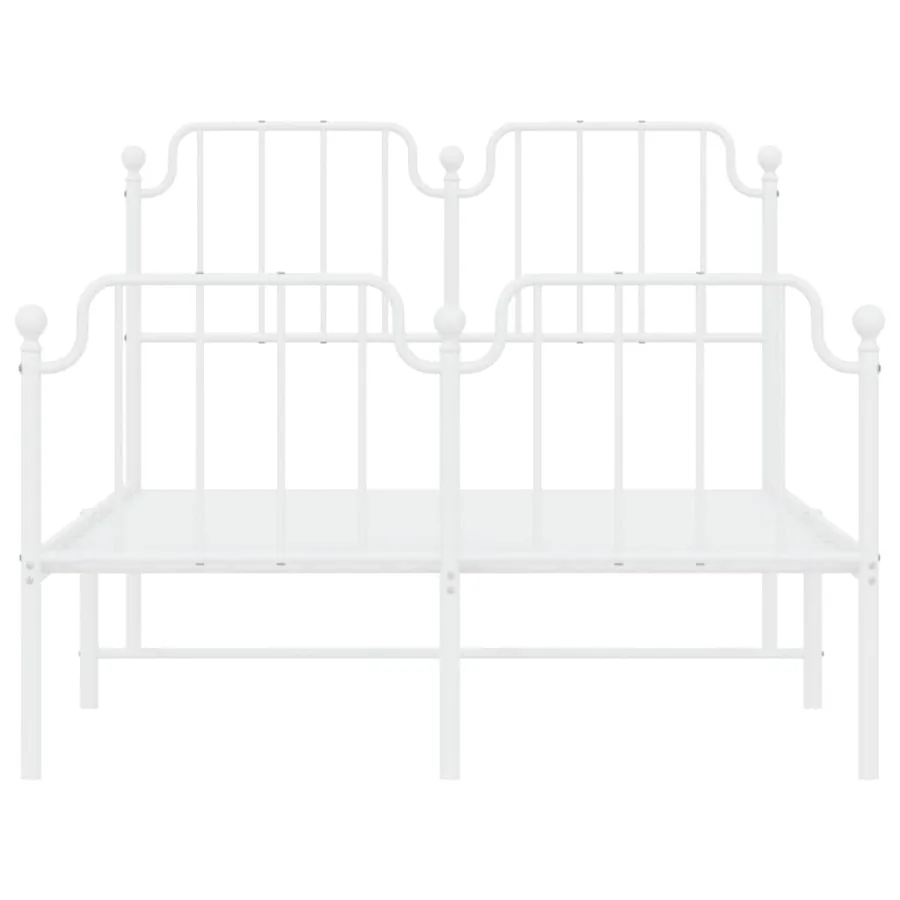 Cadre de lit métal sans matelas et pied de lit blanc 120x200 cm - 5