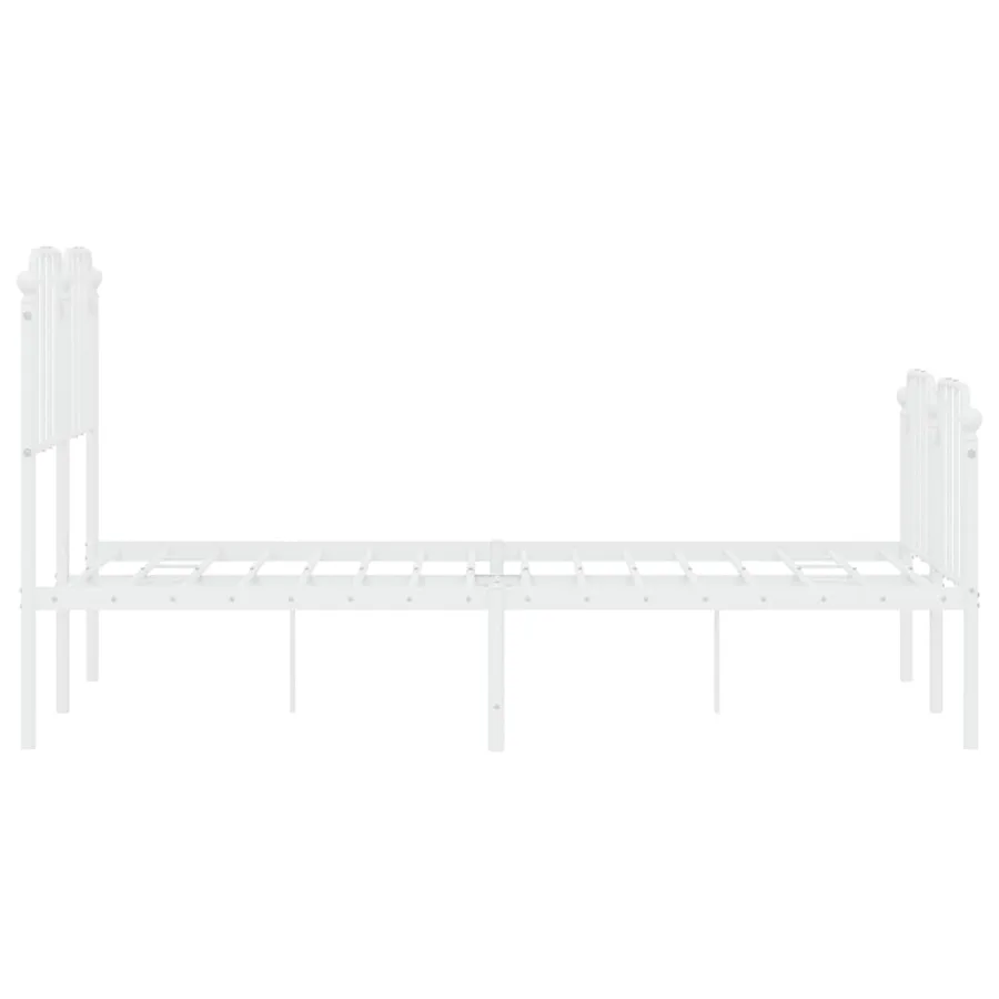 Cadre de lit métal sans matelas et pied de lit blanc 120x200 cm - 6
