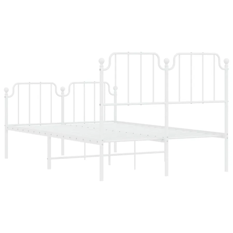 Cadre de lit métal sans matelas et pied de lit blanc 120x200 cm - 7