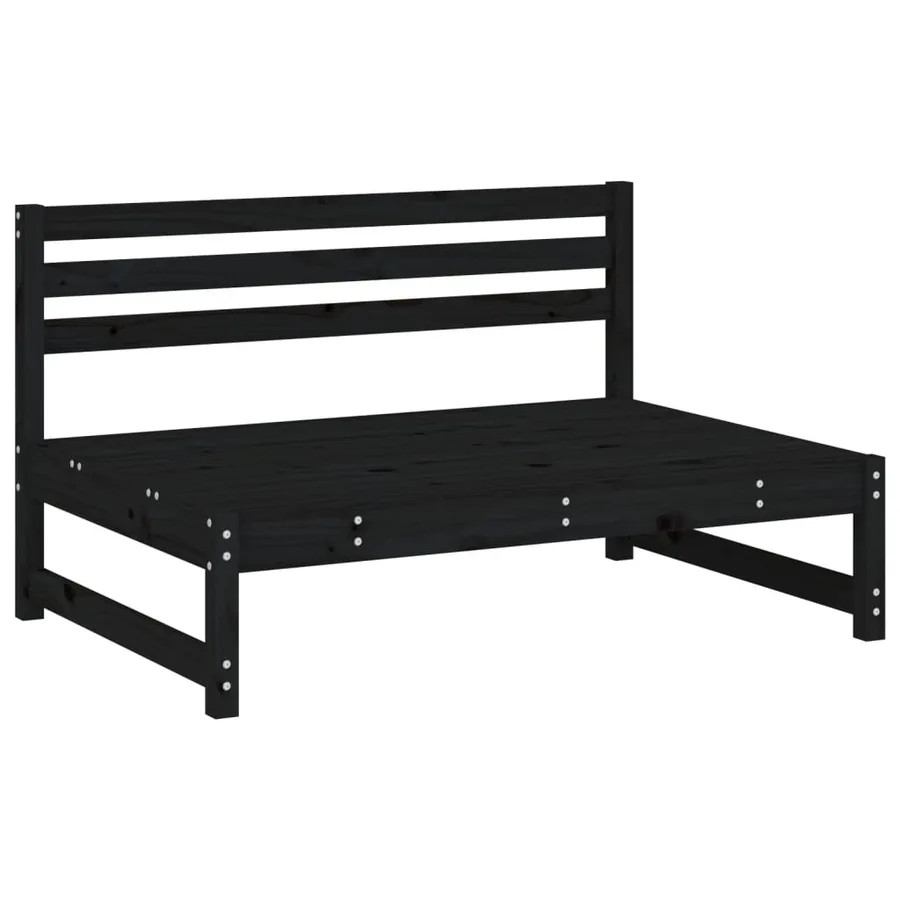 Salon de jardin 5 pcs noir bois massif de pin - 3
