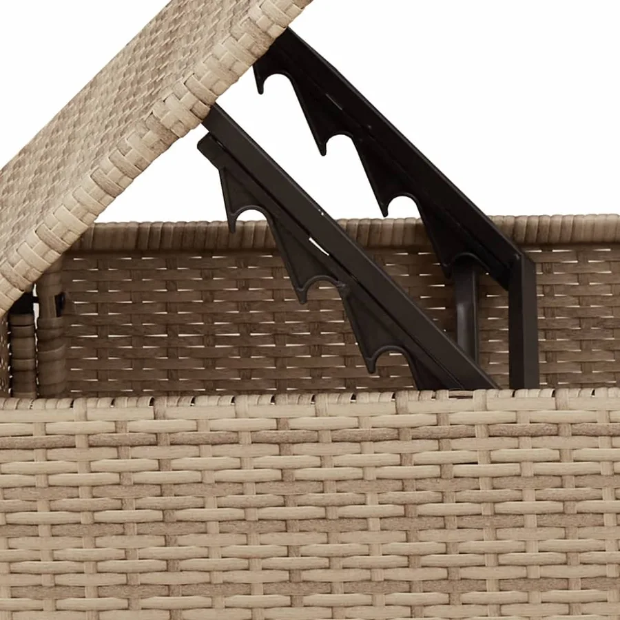 Tabouret de jardin avec coussin beige 55x55x37cm résine tressée - 8