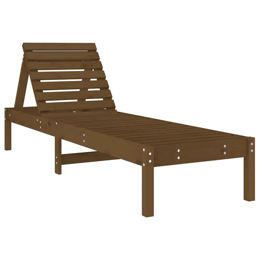 Chaise longue marron miel 199,5x60x74 cm bois massif de pin - 2